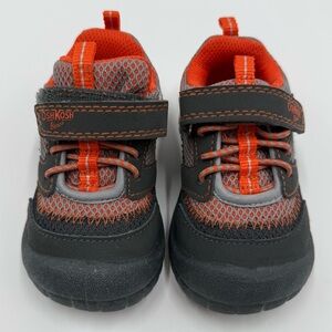 NWT/NIB OshKosh B'gosh Kids' Washable Charcoal Orange Sneakers Toddler 5